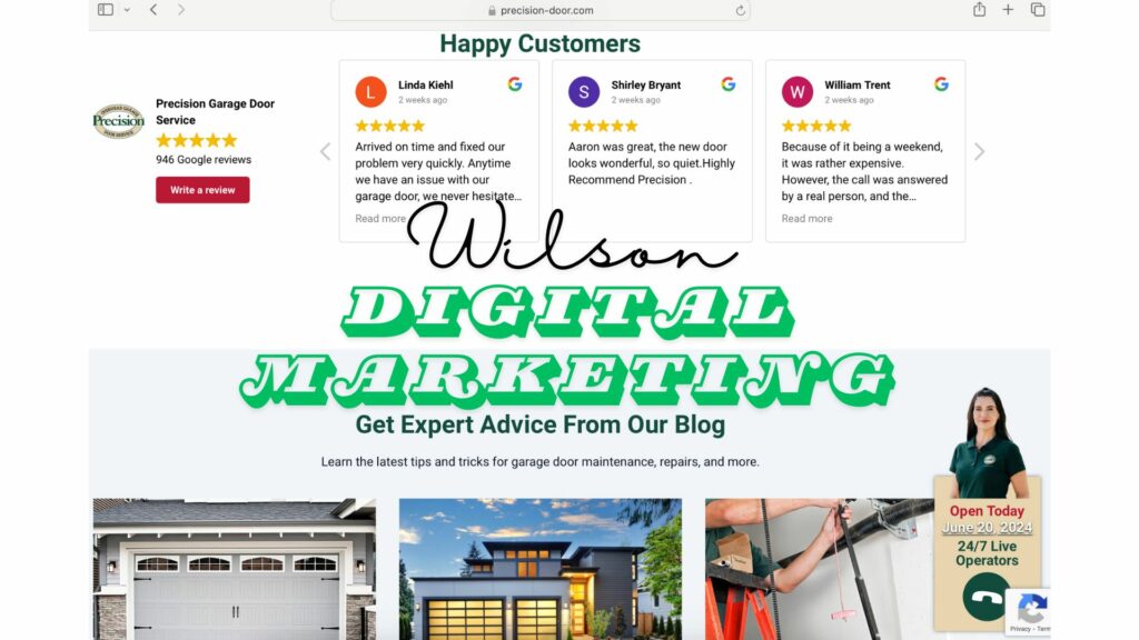 Example Wilson Digital website layout for a service business